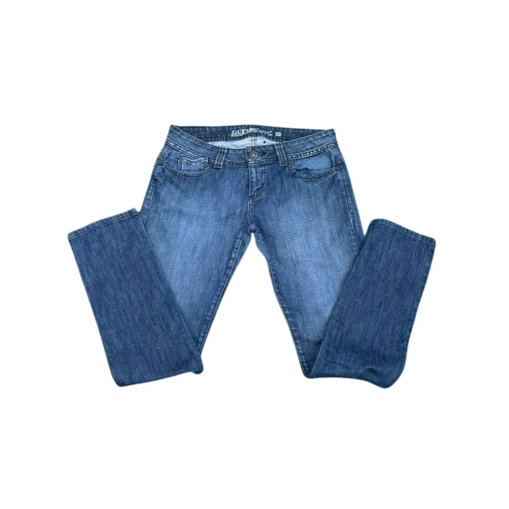 Guess Jeans‎ Womens 31 Blue Denim Straight Leg Y2K MW4943-B Y73A5111 Stretch